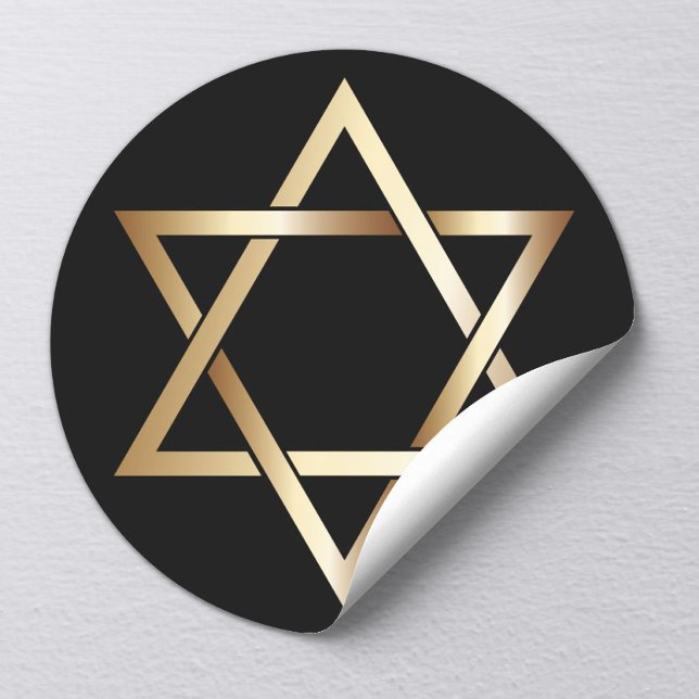 Pegatina Redonda Estrella judía de David Símbolo religioso de oro (Subido por el creador)