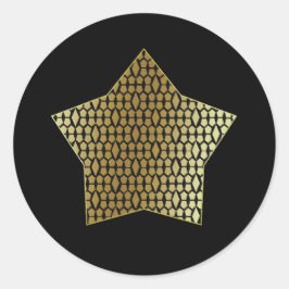 Pegatina Redonda Estrella Matalic Gold Honeycomb y Diamond