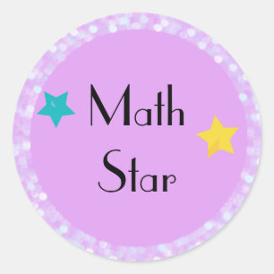Pegatina Redonda Estrella matemática con estrellas