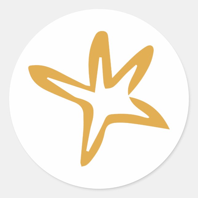 Pegatina Redonda Estrella minimalista (Anverso)