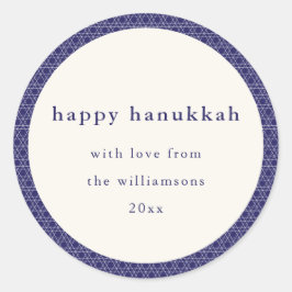 Pegatina Redonda Estrella moderna de Hanukkah con elegante Personal