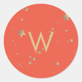 Pegatina Redonda Estrella moderna Navidades rojos de cerezo verde f