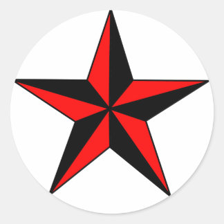 Pegatina Redonda Estrella Náutica Roja Pegatinas