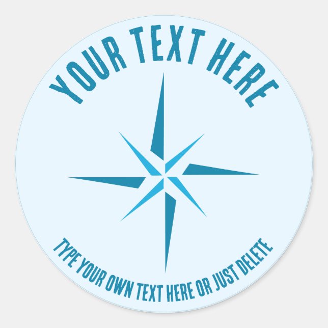 Pegatina Redonda Estrella náutica. Rosa de brújula. Plantilla de re (Anverso)