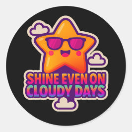 Pegatina Redonda Estrella Neon Kawaii - "Brilla incluso en días nub