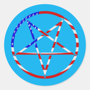 Pegatina Redonda estrella pentagrama bandera americana patriota