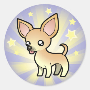Pegatina Redonda Estrella pequeña Chihuahua (abrigo suave)