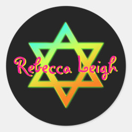 Pegatina Redonda Estrella Personalizada De David Bat Mitzvah Pegati