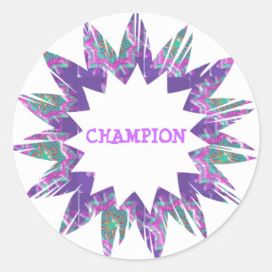 Pegatina Redonda Estrella PURPLE: Guión de CHAMPION