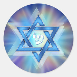 Pegatina Redonda Estrella radiante de David