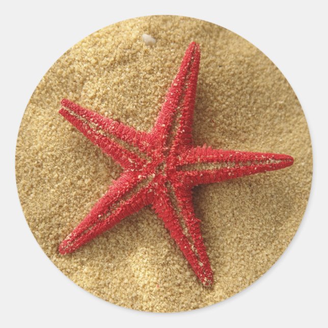 Pegatina Redonda estrella roja (Anverso)