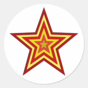 Pegatina Redonda Estrella roja amarilla