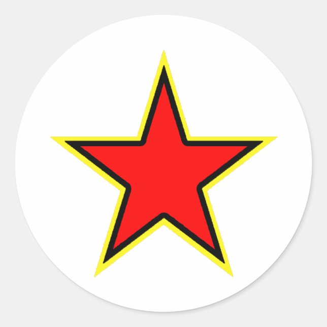 Pegatina Redonda Estrella Roja Comunista (Anverso)