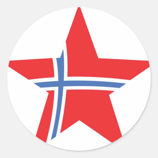 Pegatina Redonda Estrella roja de Noruega - Bandera (Anverso)