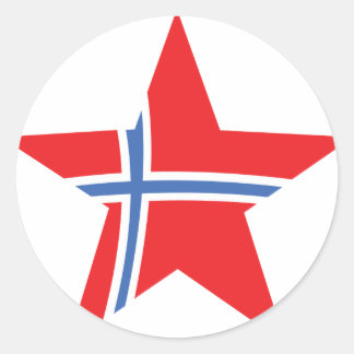 Pegatina Redonda Estrella roja de Noruega - Bandera