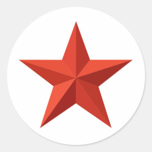 Pegatina Redonda estrella roja de origami