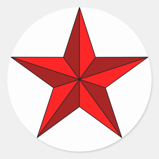 Pegatina Redonda Estrella roja en círculo (Anverso)