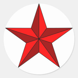 Pegatina Redonda Estrella roja en círculo