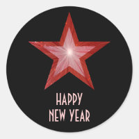 Estrella roja 'Feliz Año Nuevo' negro