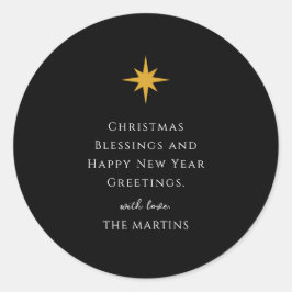 Pegatina Redonda Estrella simple de Navidades religiosa personaliza