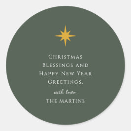 Pegatina Redonda Estrella simple de Navidades religiosa personaliza