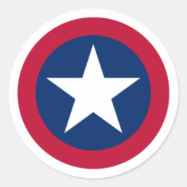 Pegatina Redonda Estrella solitaria de Texas rojo, blanco y azul