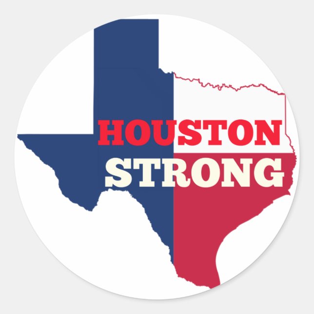 Pegatina Redonda Estrella solitaria "Houston Strong" (Anverso)