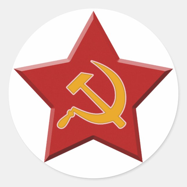Pegatina Redonda Estrella soviética martillo nasal comunista rojo (Anverso)