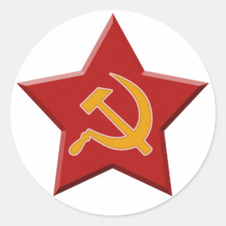 Pegatina Redonda Estrella soviética martillo nasal comunista rojo