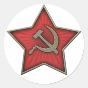 Pegatina Redonda Estrella soviética martillo y endileta comunista