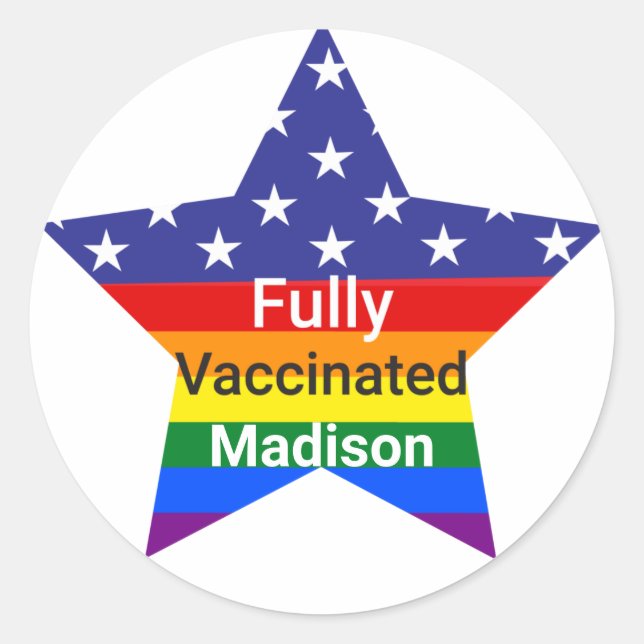 Pegatina Redonda Estrella totalmente vacunada (Anverso)