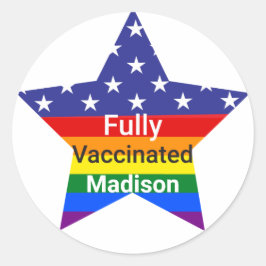 Pegatina Redonda Estrella totalmente vacunada