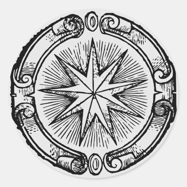 Pegatina Redonda Estrella vintage Emblem (Anverso)