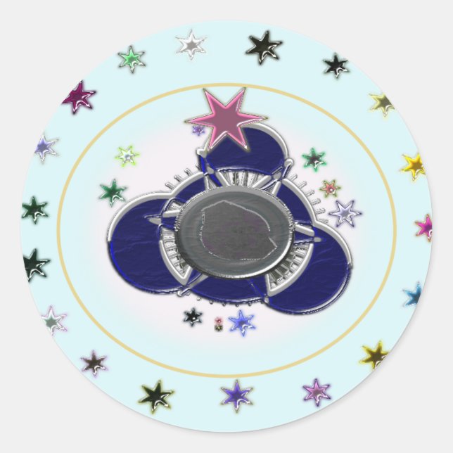 Pegatina Redonda Estrellas (Anverso)