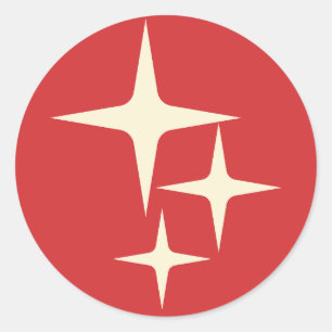 Pegatina Redonda Estrellas atómicas Navidades retro del siglo medio