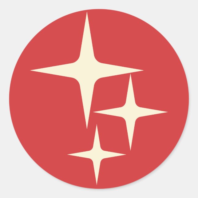Pegatina Redonda Estrellas atómicas Navidades retro del siglo medio (Anverso)