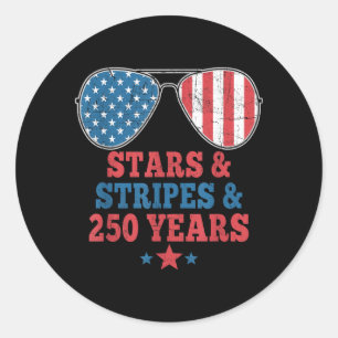 Pegatina Redonda Estrellas Barras 250 Años Cumpleaños USA Hombres M