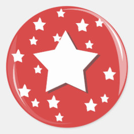 Pegatina Redonda Estrellas blancas sobre rojo