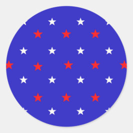 Pegatina Redonda Estrellas blancas y rojas - Patrón de cielo estrel