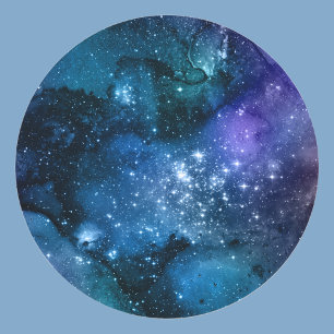 Pegatina Redonda Estrellas Brillantes En Cielo Nocturno, Logotipo D