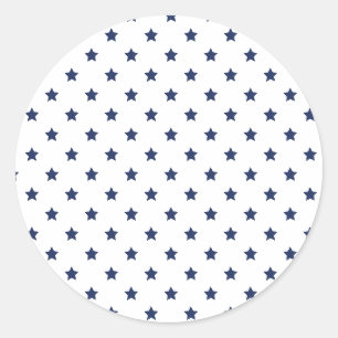 Pegatina Redonda Estrellas Clásicas Azul Marino - Blanco