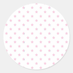 Pegatina Redonda Estrellas Clásicas Luz Rosa - Blanco