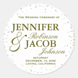 Pegatina Redonda Estrellas de Confetti Purpurina de oro