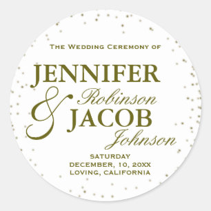 Pegatina Redonda Estrellas de Confetti Purpurina de oro