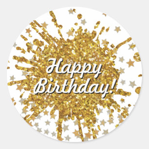 Pegatina Redonda Estrellas de goteo de pintura de purpurina brillan