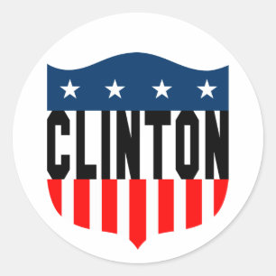 Pegatina Redonda estrellas de hillary clinton y rayas