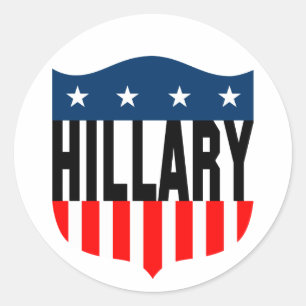 Pegatina Redonda estrellas de hillary clinton y rayas