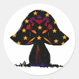 Pegatina Redonda estrellas de hongos