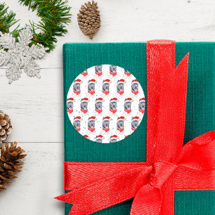 Pegatina Redonda Estrellas de Navidad de la raza de perro Cane Cors