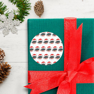 Pegatina Redonda Estrellas de Navidad de la raza de perro Pequinés